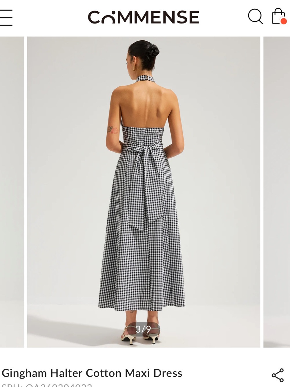 Commense Blue & White Gingham Halter Cotton Maxi Dress - Picture 2 of 5